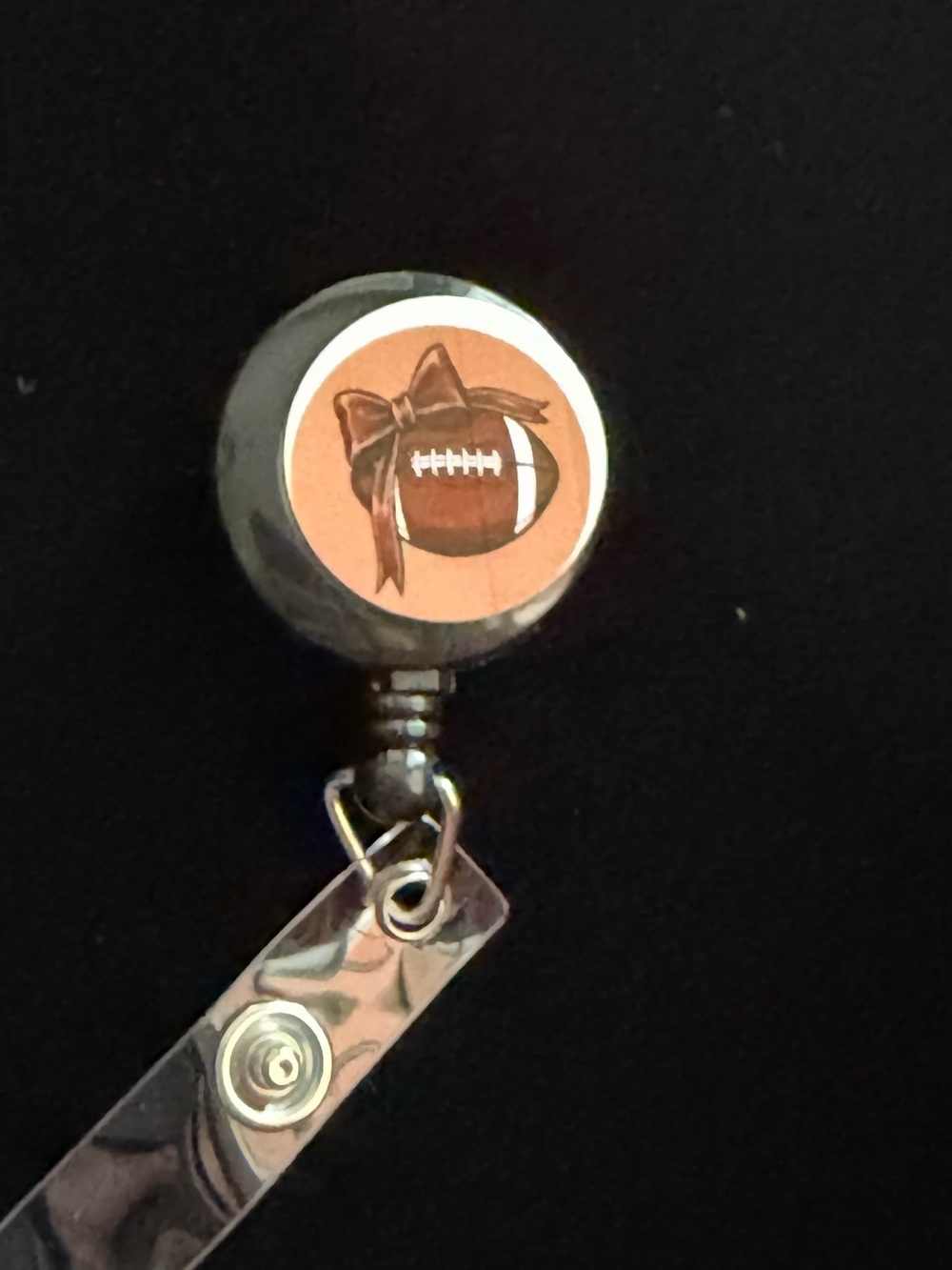 Retractable Badge Reel with Brown Football Design